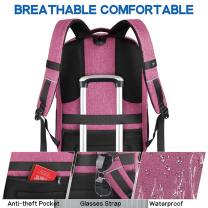 ladies travel backpack with breathable back padding luggage strap anti theft pocket and glasses strap