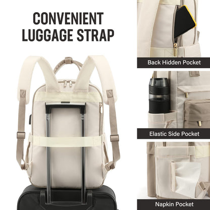 khaki beige fanlosn fashion laptop backpack women,custom,detail 04