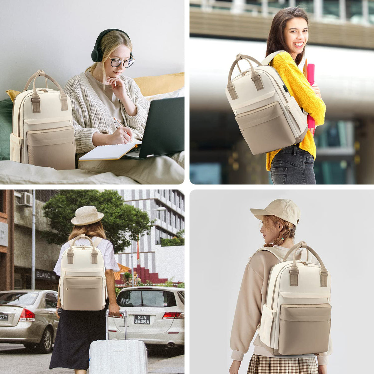 khaki beige fanlosn fashion laptop backpack women,custom,lifestyle