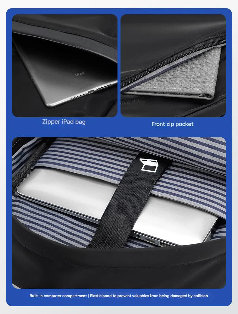laptop backpack protective compartment with elastic fixing strap