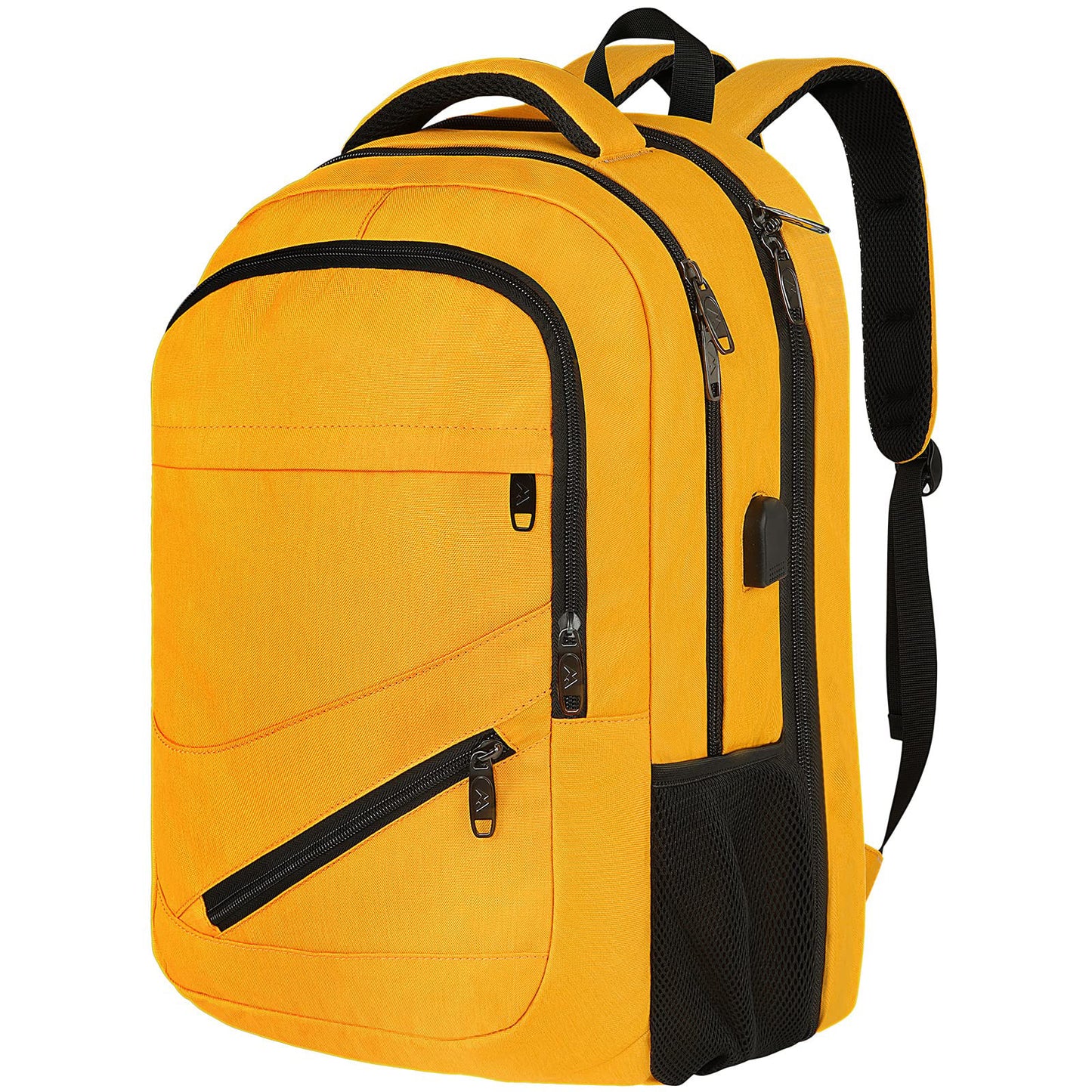 yellow fanlosn 180° opening usb laptop backpack,custom,side