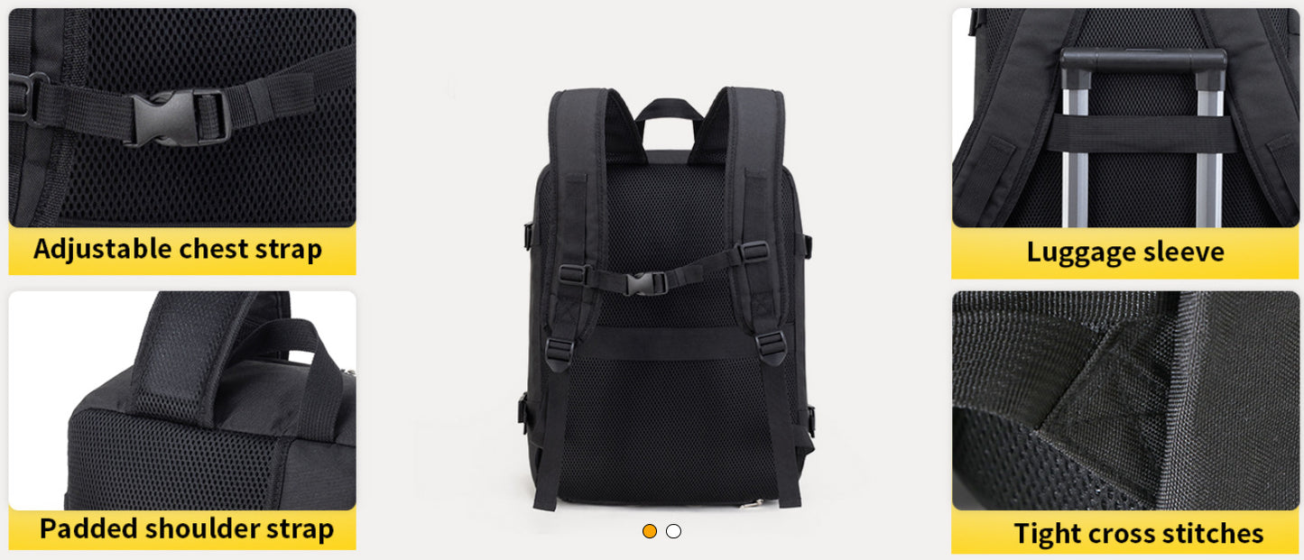 laptop backpack with luggage sleeve padded straps and reinforced stitching