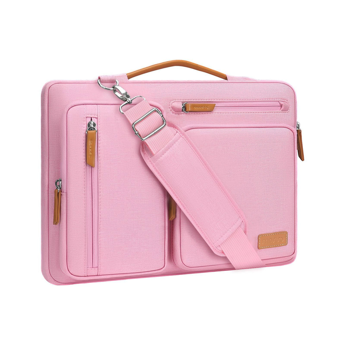 pink polyester laptop briefcase bag​,unisex,front