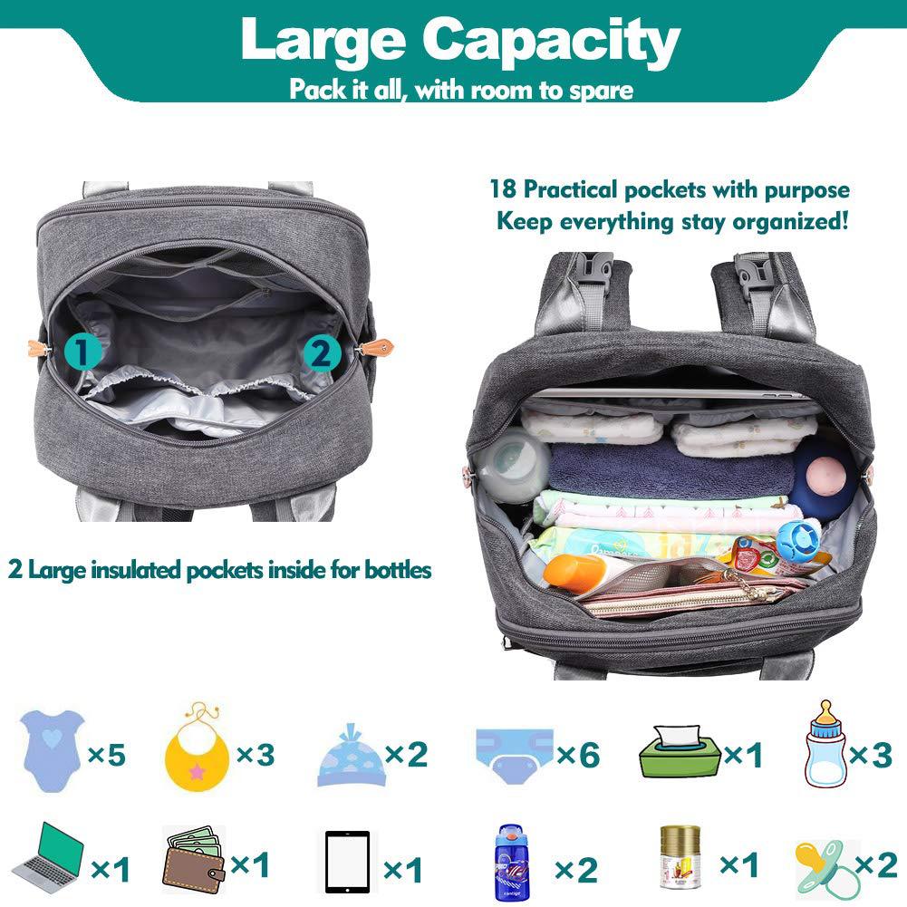 large capacity baby backpack diaper bag with multiple pockets
