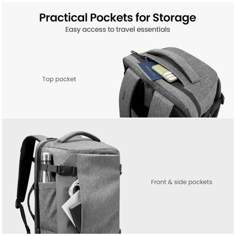 large capacity backpack with practical pockets for organized travel storage
