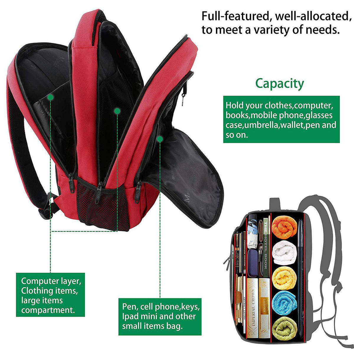 large capacity business backpack for laptop and daily essentials