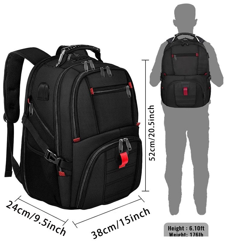 large capacity laptop backpack with 38x24x52cm size for business travel