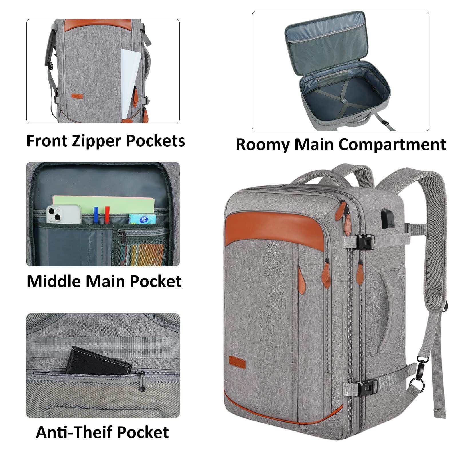 large capacity travel backpack with multiple compartments and organized storage system