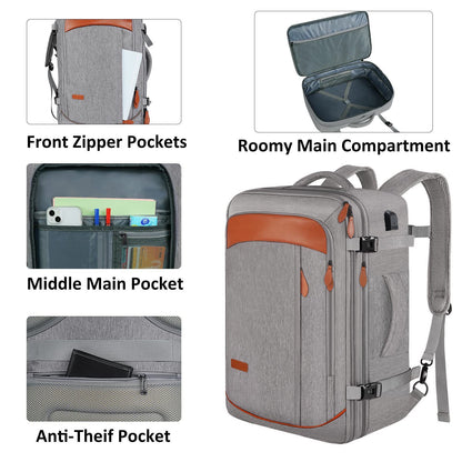large capacity travel backpack with multiple compartments and organized storage system