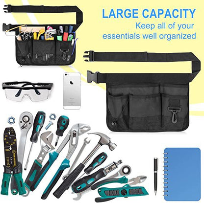 large capacity waist tool pouch with multiple storage sections for hand tools phone and work accessories