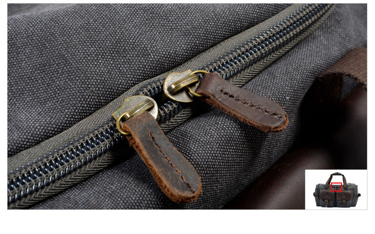 dark gray canvas large duffel bag,custom,detail 02