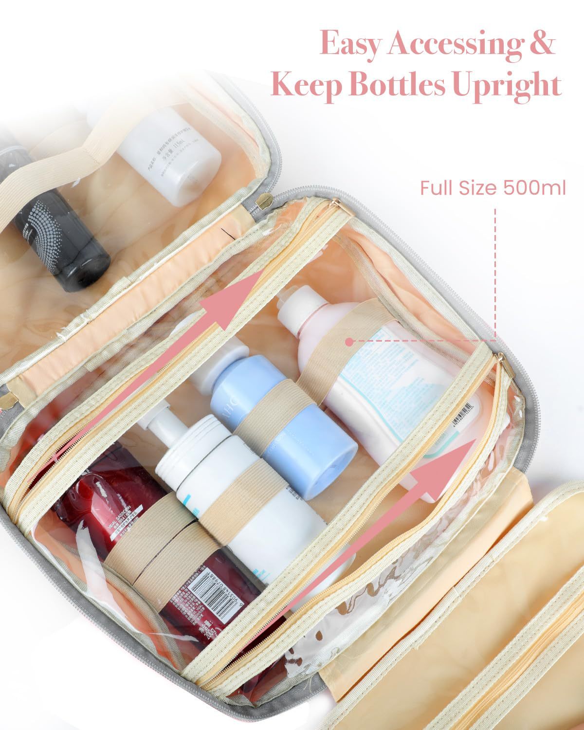 large quilted cosmetic bag size comparison for travel storage