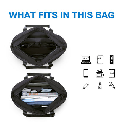 large travel tote bag interior for 15.6 inch laptop tablet A4 items phone wallet and daily gear