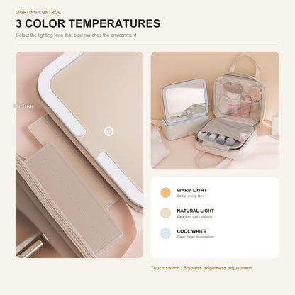 led makeup mirror with three lighting modes warm light natural light and cool white plus touch brightness control