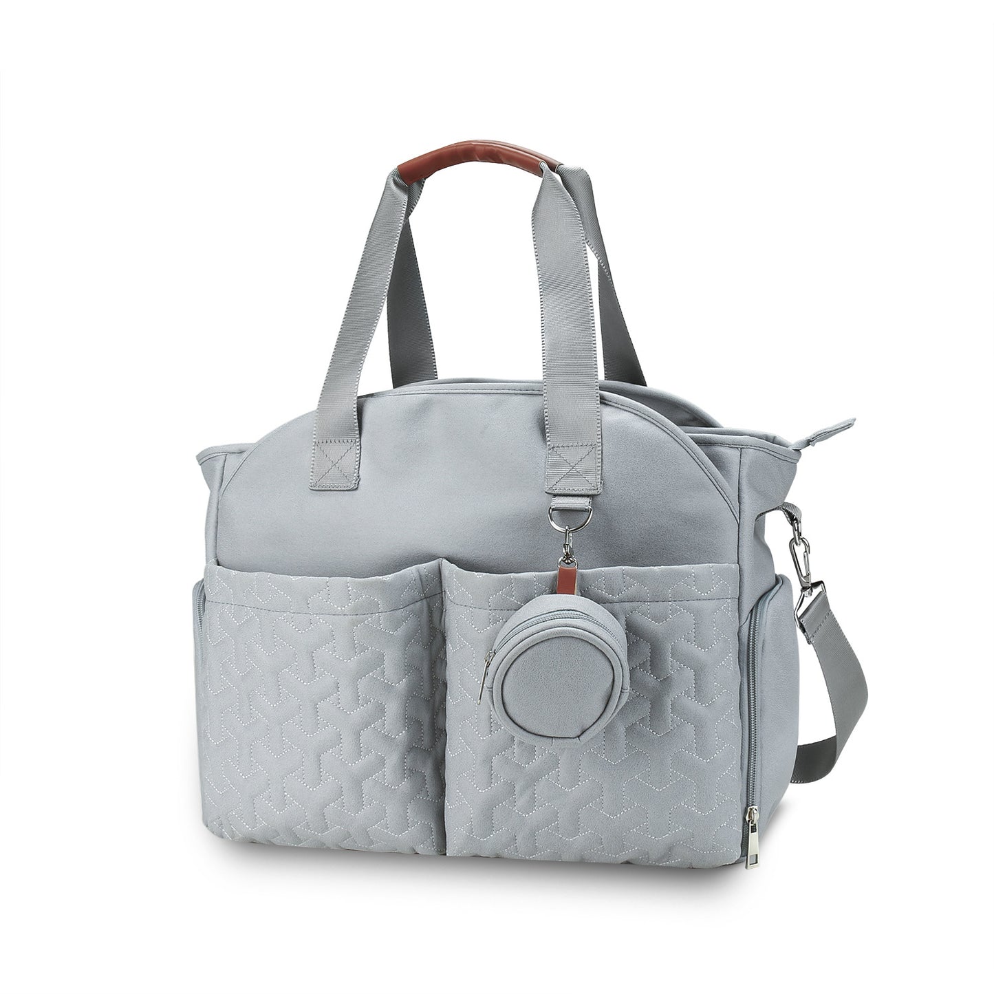 Light blue diaper tote bag with breast pump storage