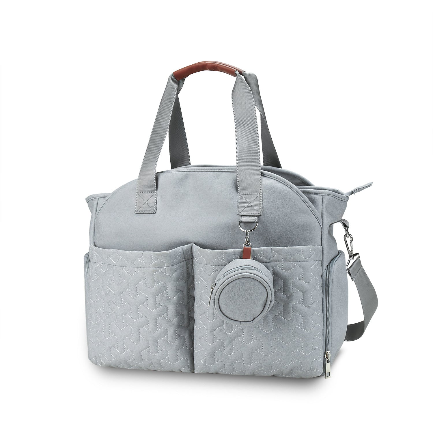 Light blue diaper tote bag with breast pump storage