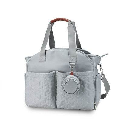 Light blue diaper tote bag with breast pump storage