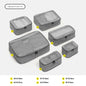 light gray six piece compression packing cubes for organized travel storage