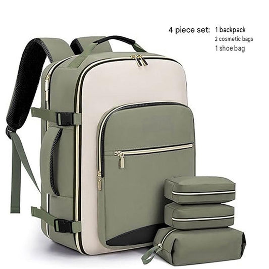 light green 40l business travel backpack set with organizer bags