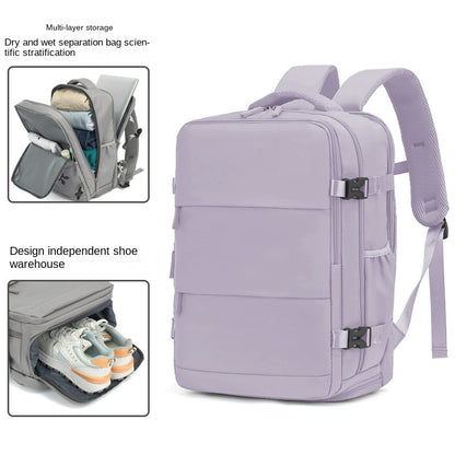 light purple business travel backpack with large capacity storage and laptop compartment