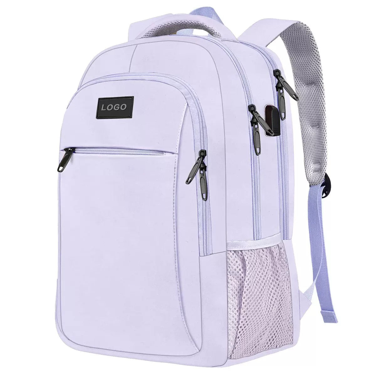 light purple work travel laptop backpack with organized storage side pockets and breathable back support