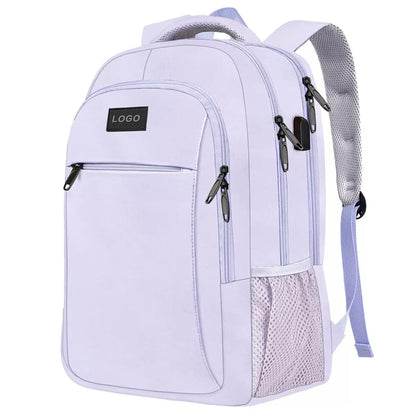 light purple work travel laptop backpack with organized storage side pockets and breathable back support
