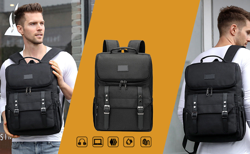 mens everyday laptop backpack shown on model for commuting work and daily carry