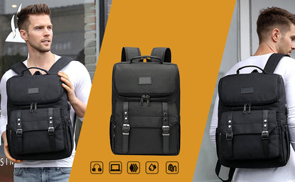 mens everyday laptop backpack shown on model for commuting work and daily carry