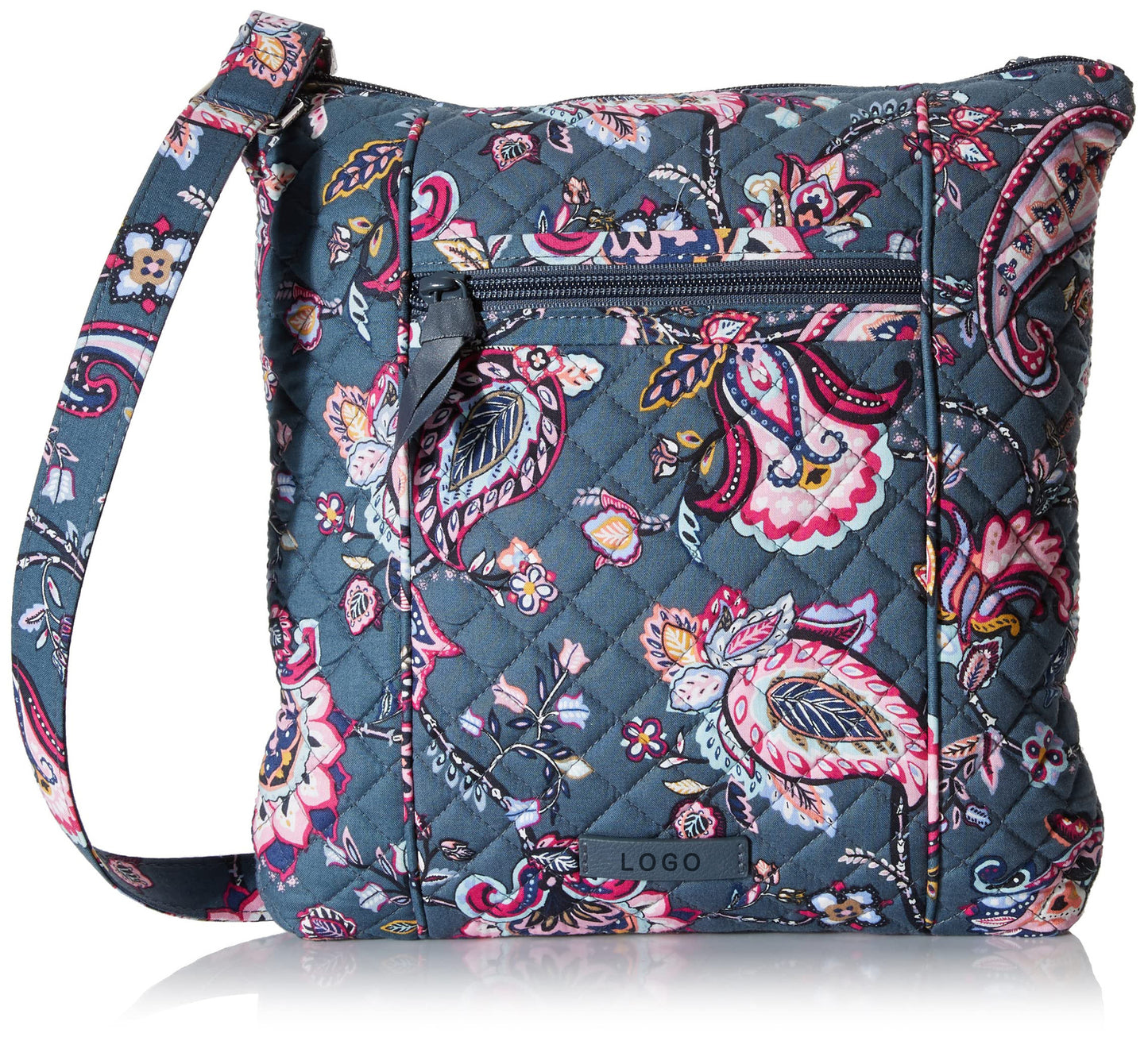 gray blue cotton messenger bag,women,front