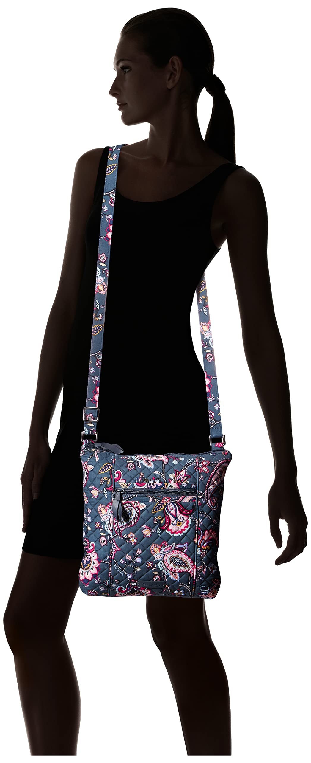 gray blue cotton messenger bag,women,model show