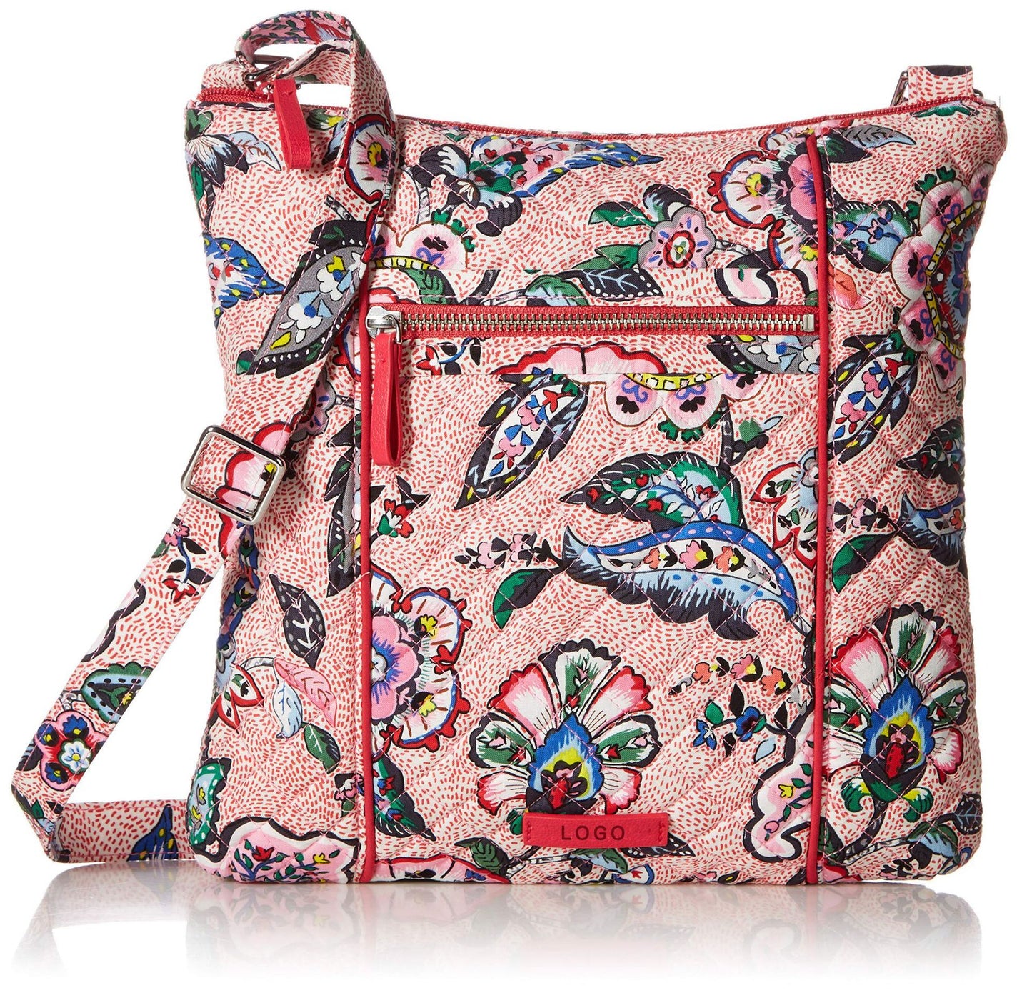 pink cotton messenger bag,women,front