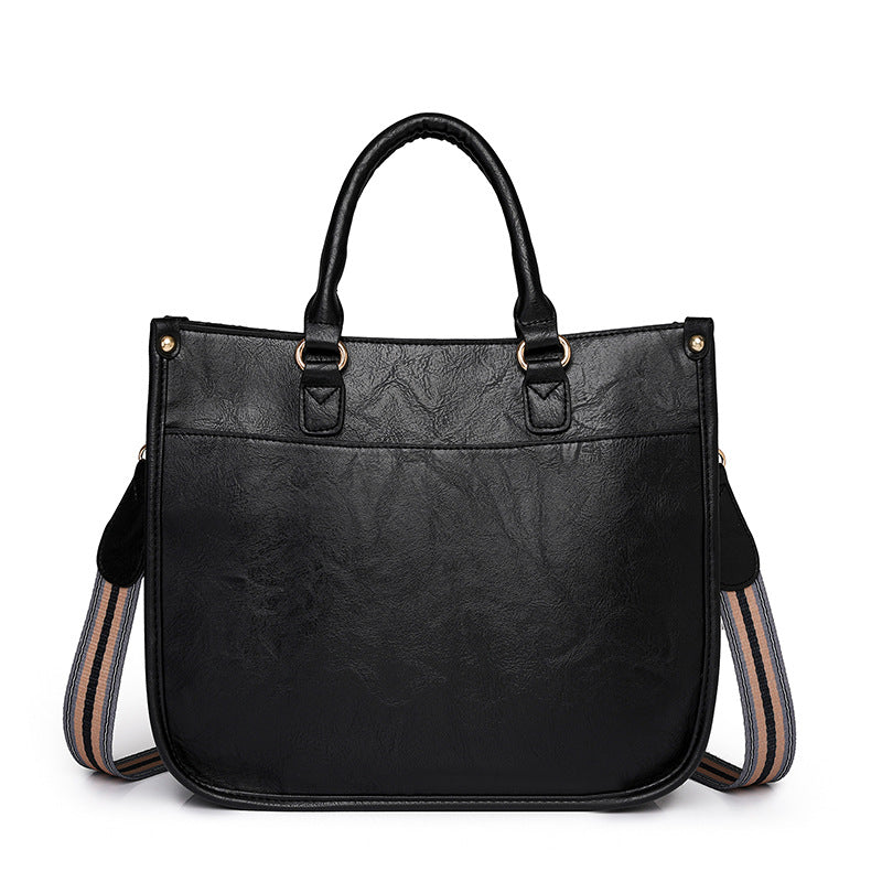pu black messenger handbag,women,front 02