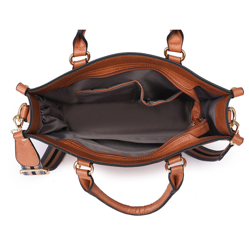 pu brown messenger handbag,women,inner