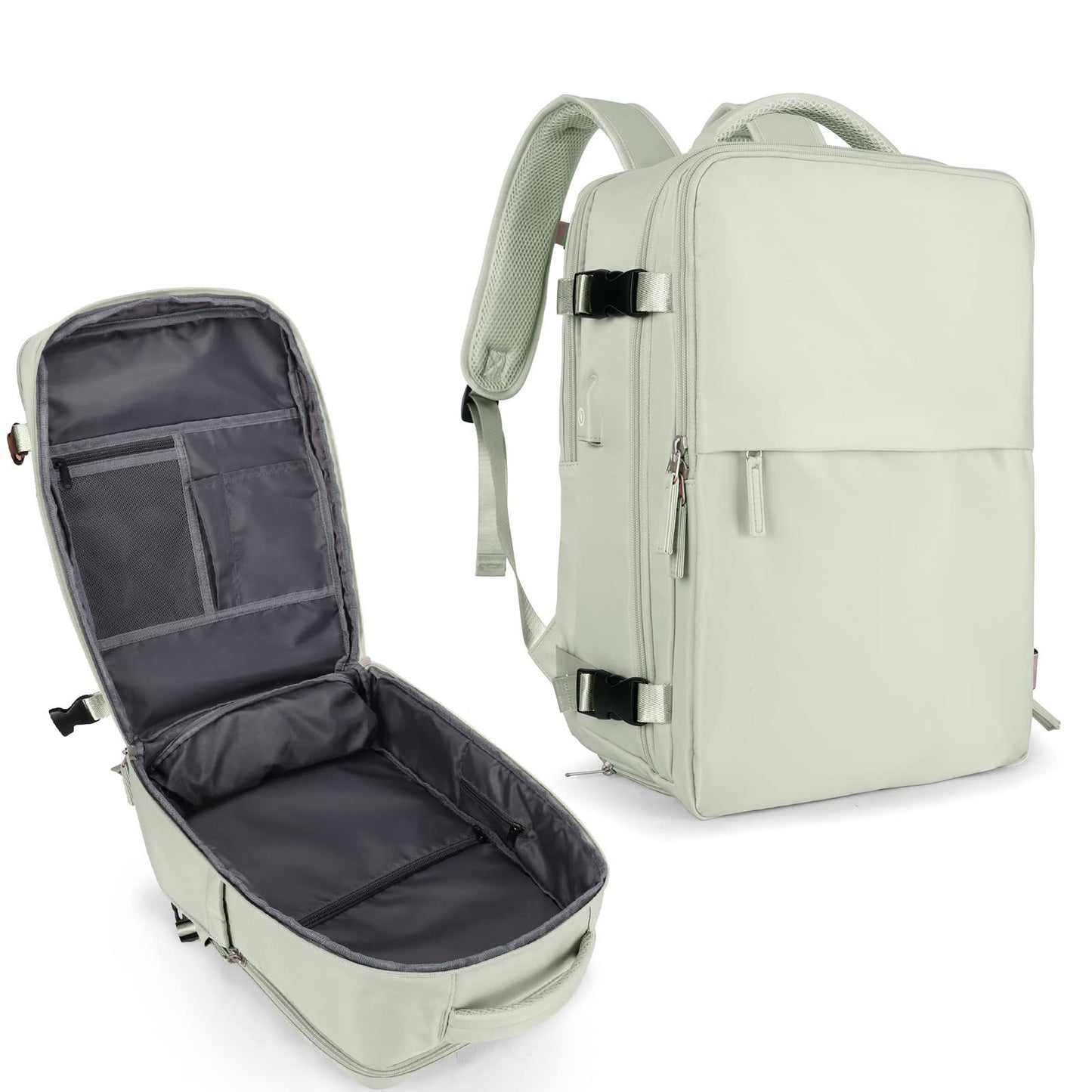 mint green single pull laptop backpack for travel and school