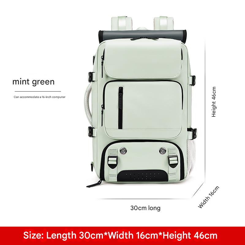 mint green travel laptop backpack with modern design