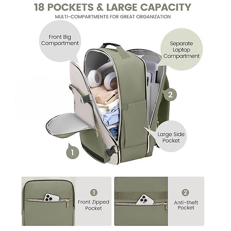 multi pocket work backpack organizer with laptop compartment