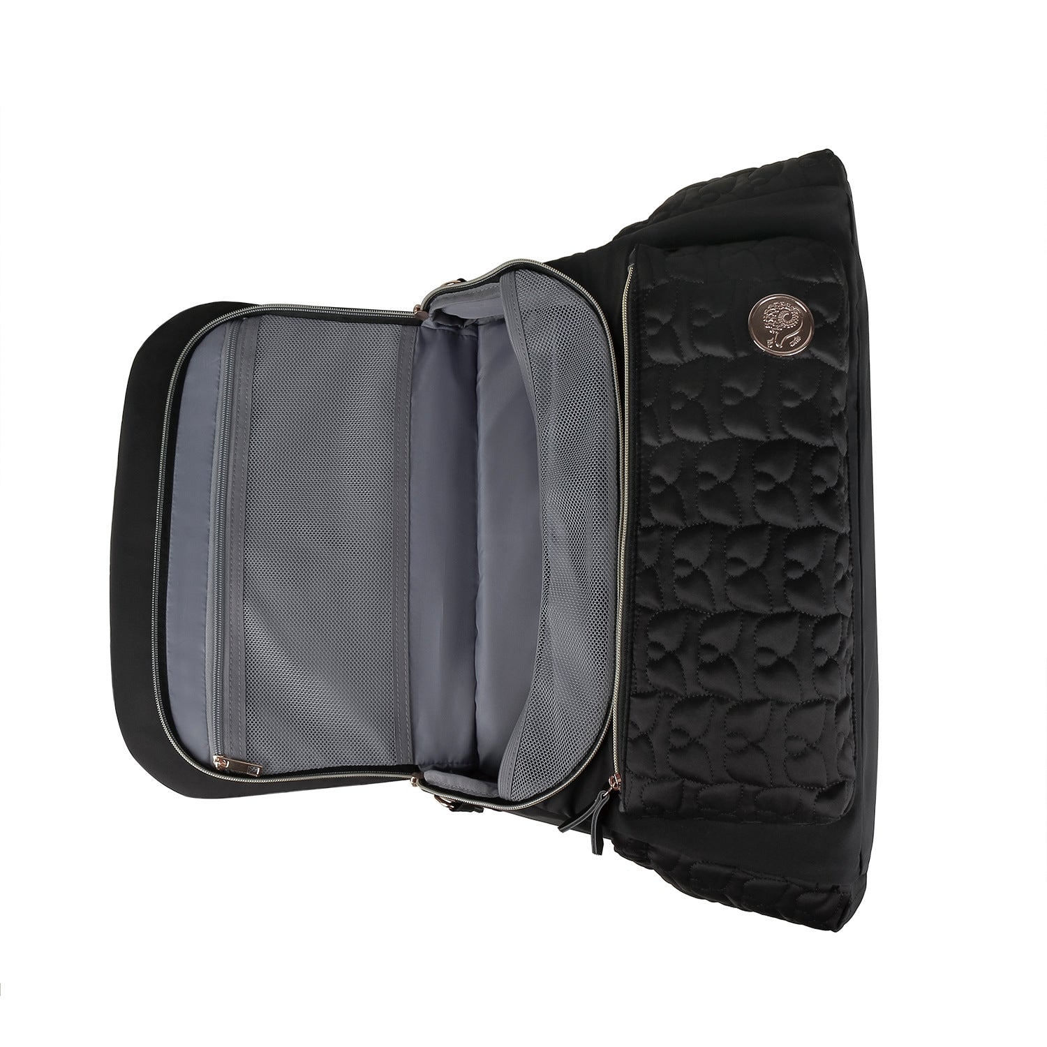 black polyester mummy travel bag,women,flat