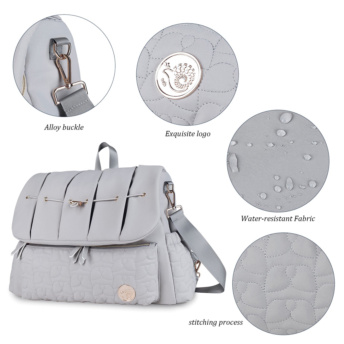 gray fanlosn polyester mummy travel bag,women,detail