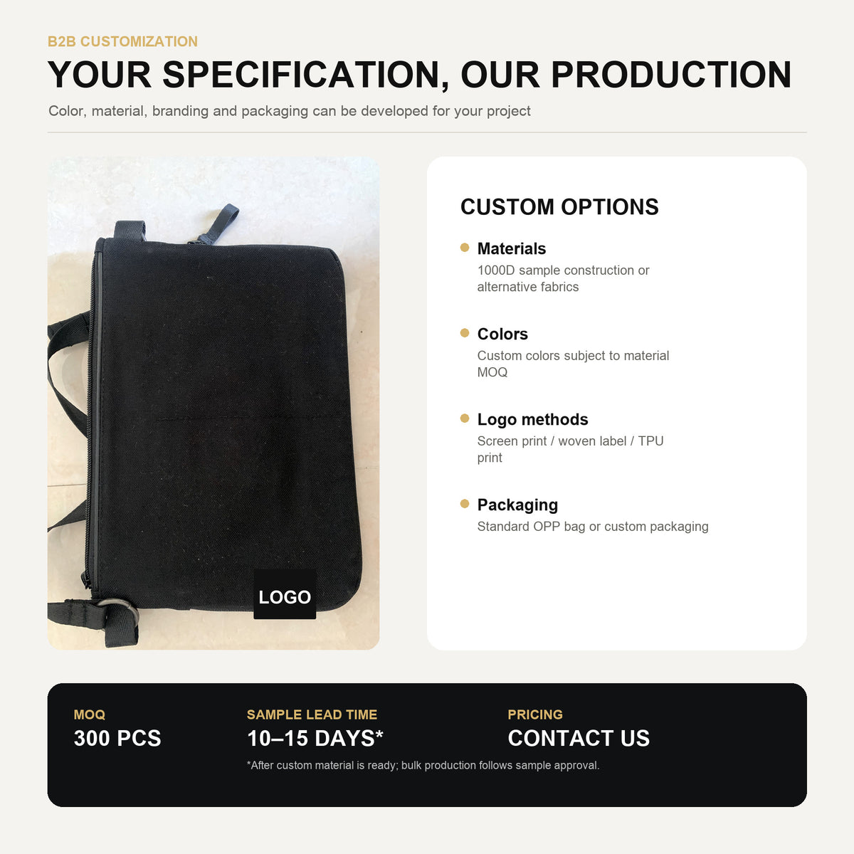 OEM crossbody bag customization graphic covering woven fabric choices, custom colors, logo methods and branded packaging options