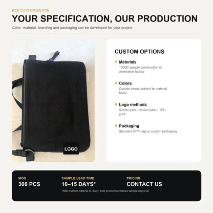 OEM crossbody bag customization graphic covering woven fabric choices, custom colors, logo methods and branded packaging options