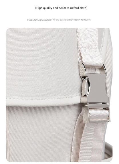 oxford cloth backpack material and buckle detail