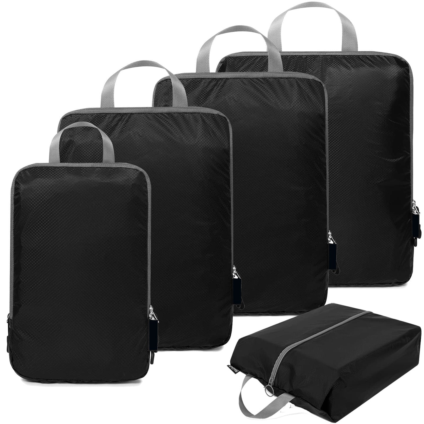 black nylon waterproof fanlosn packing cubes 5 pieces set,custom,front