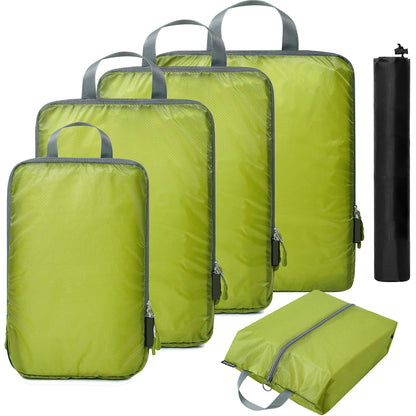 grass green nylon waterproof fanlosn packing cubes 5 pieces set,custom,front