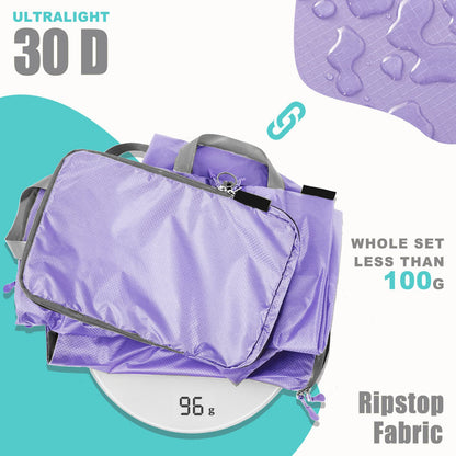 violet nylon waterproof fanlosn packing cubes 5 pieces set,custom,detail
