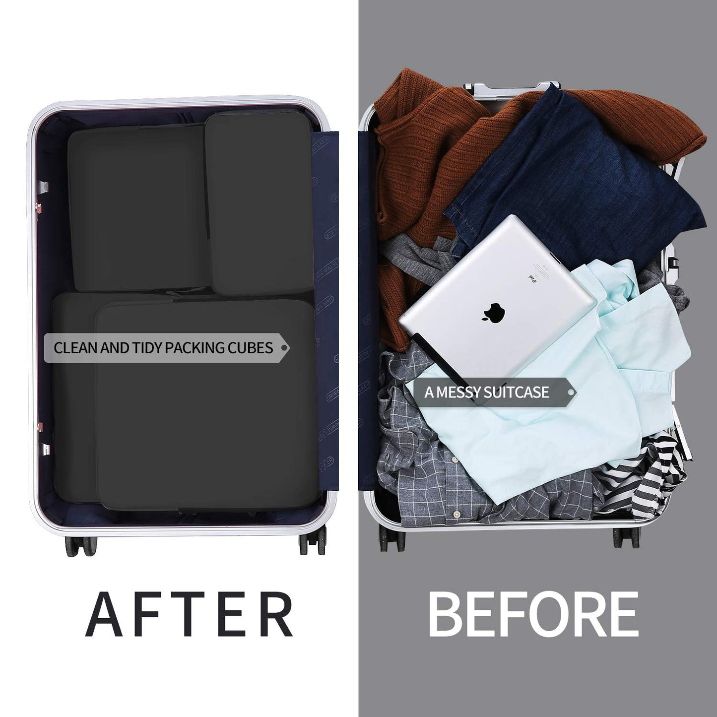 black nylon waterproof fanlosn packing cubes set,custom,lifestyle