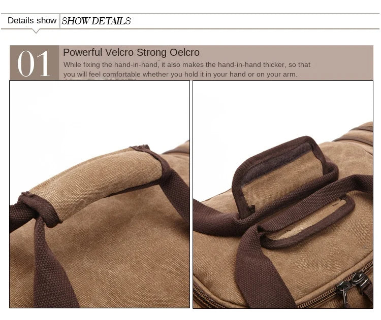 padded velcro wrap handle on mens travel duffel bag for improved hand carrying