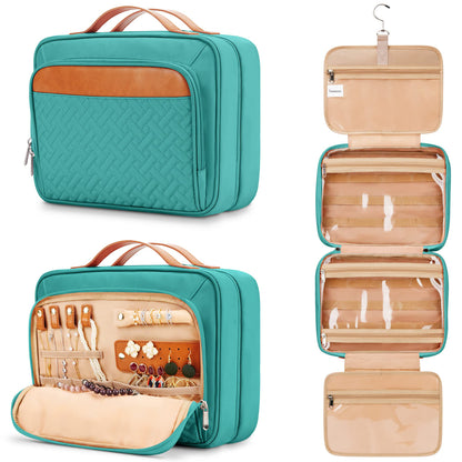 peacock blue quilted makeup bags with different color options