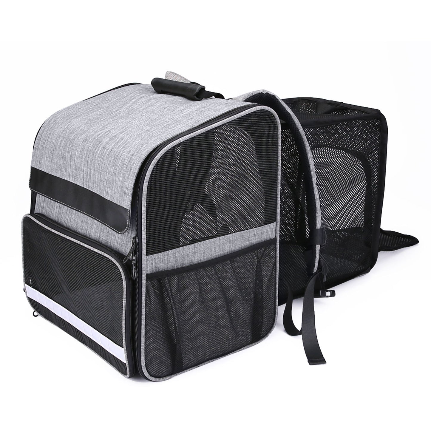 gray cationic pet backpack,front