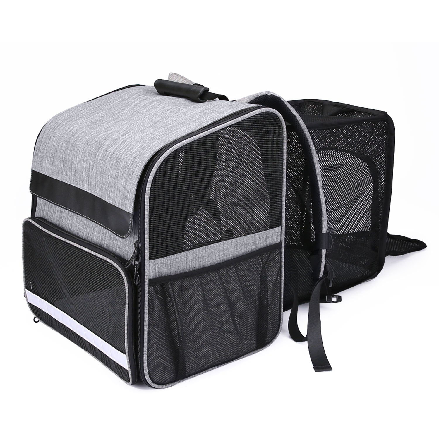 gray cationic pet backpack,front