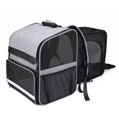 gray cationic pet backpack,front